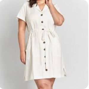 ModCloth Enthralled Again White Linen Button Down Dress